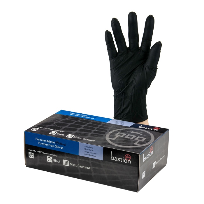 Bastion Black Nitrile Gloves