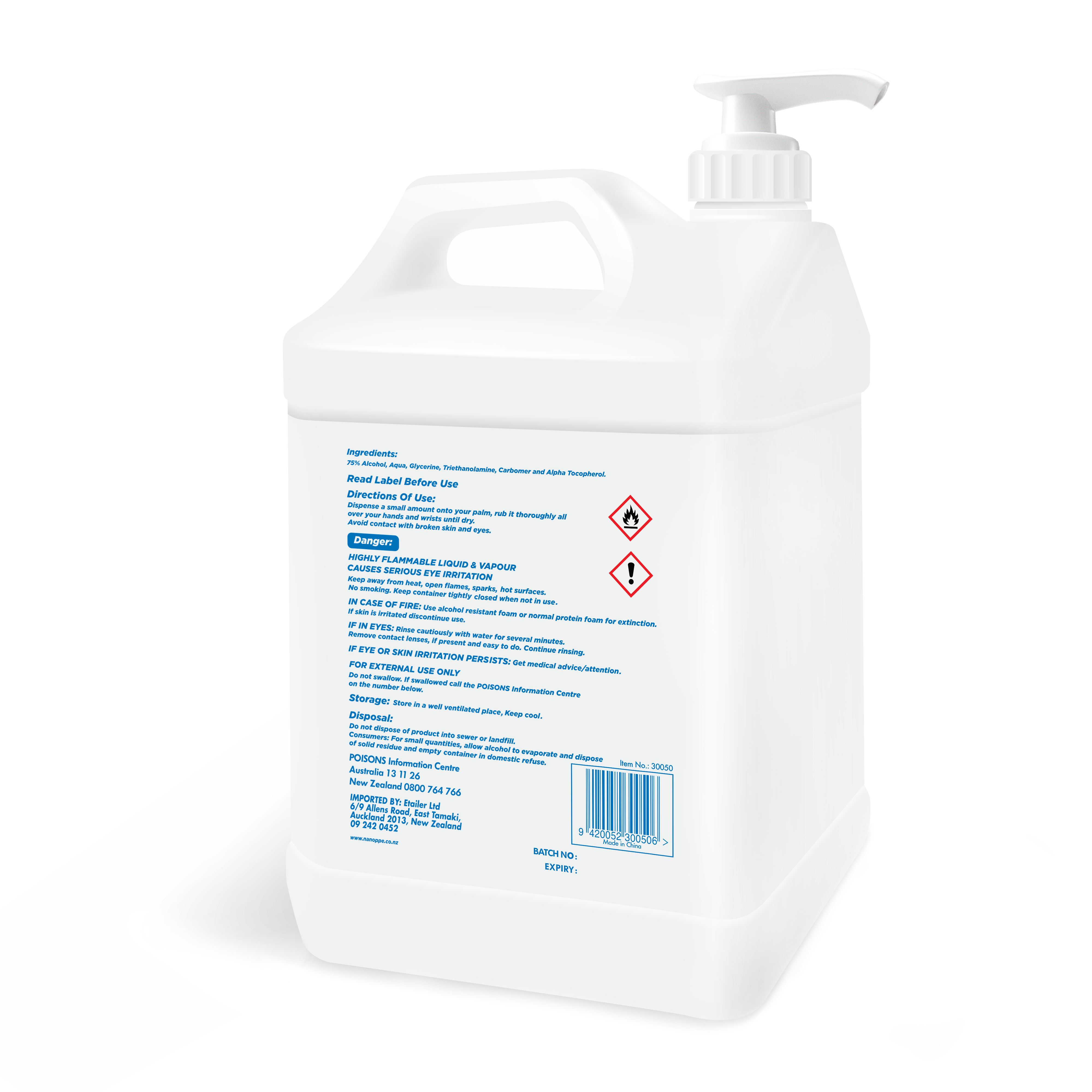 Nano Hand Sanitiser 5L Back